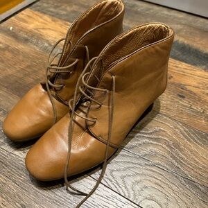 Nurture very soft and comfy leather heeled lace up boots